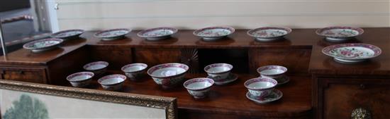 A group of Chinese Straits famille rose phoenix and peony bowls and plates, c.1900, (18)